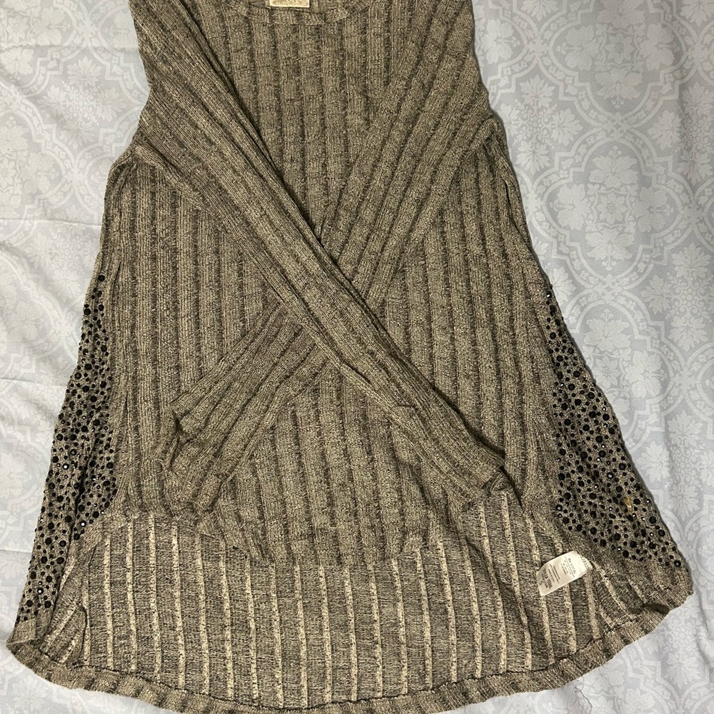 Vocal Apparel Knit Top with Rhinestone Angel Wing Back